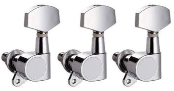 Three guitar tuning pegs