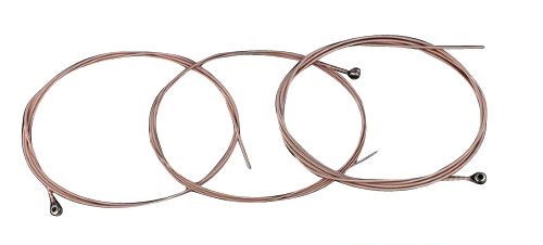 Three guitar strings bent into circles