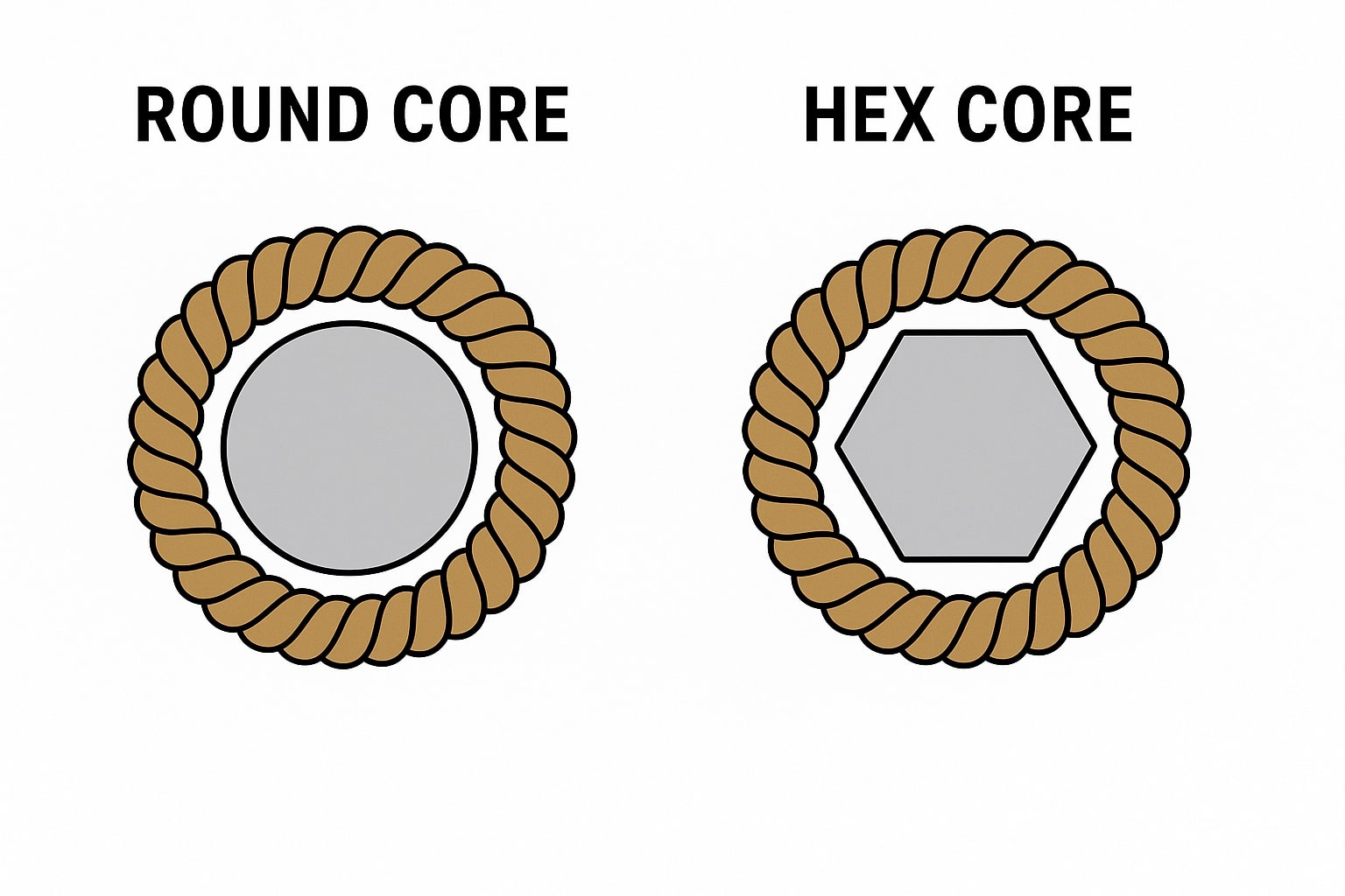 Scheme of round core and hex core