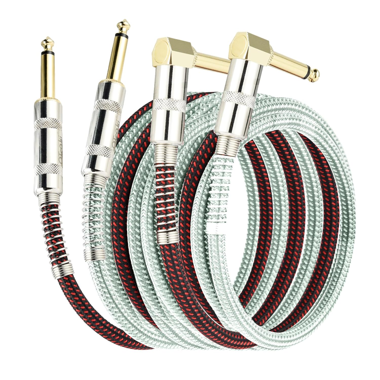 Few guitar cables rolled in circles