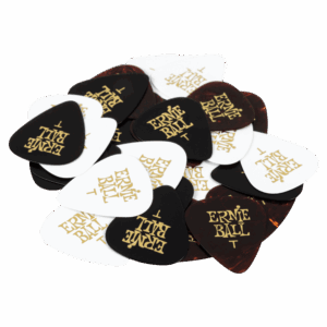 Ernie Ball guitar pick on a pile