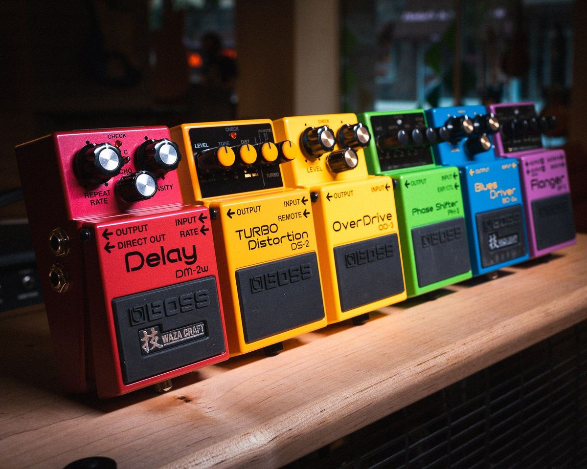 Six different guitar pedals